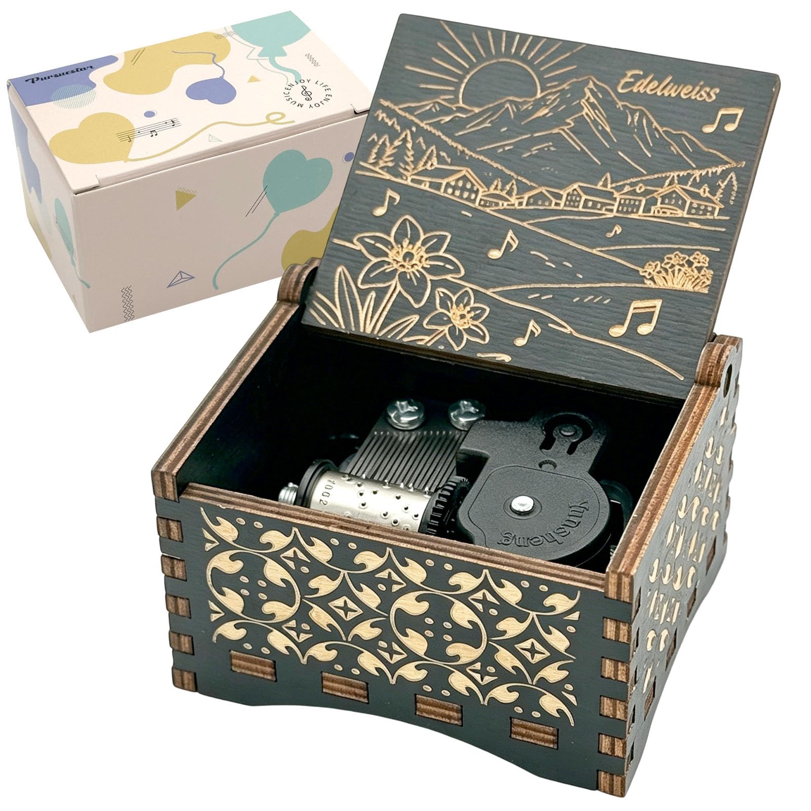 Amazon.com: Pursuestar Edelweiss Wind Up Music Box, Vintage